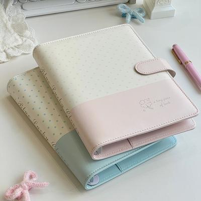 Cute Pink Polka Dot A5 4-Pocket Card Album – PU Leather Cover Binder for Polaroid Photo Collecting Small Cards