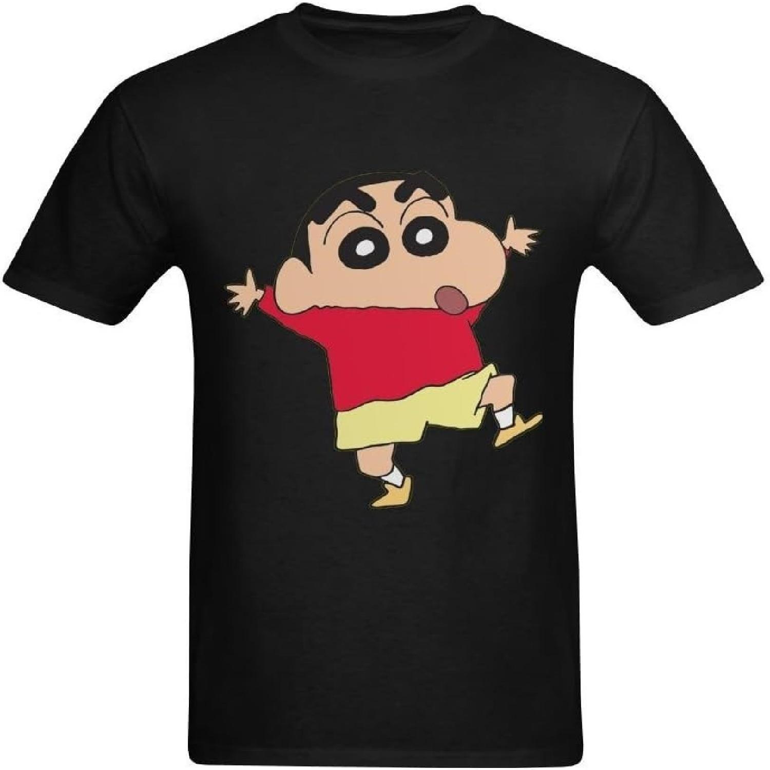 XouAEN Men s Crayon Shin-chan T-Shirt Size 2XL Black, Black, XX-Large S
