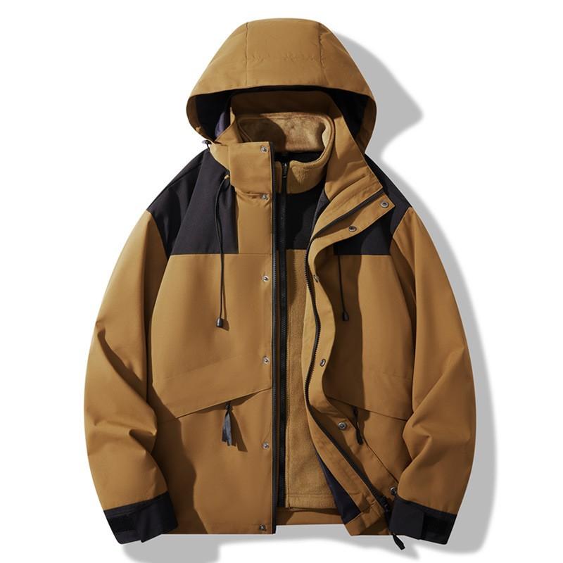 Men Women 3-in-1 Detachable Waterproof Windproof Hiking Jacket With Fleece Liner Winter Outdoor Activities