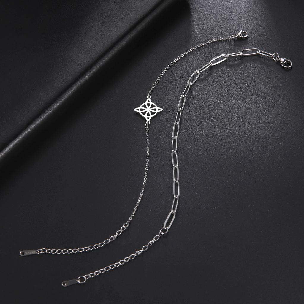 Stainless Steel Jewelry Set Witchcraft Knots Inspire Ornaments Witch Knots Shaped Necklace Bracelet Earring Rings