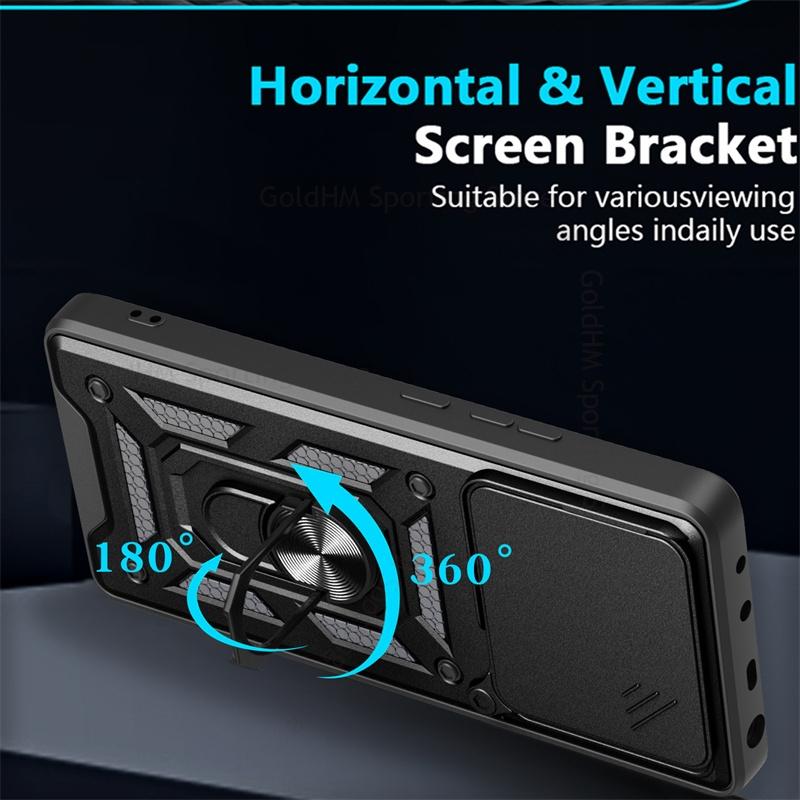 Cases For Motorola Edge 60 Fusion 50 Neo 5G Slide Lens Push Window Heavy Duty Protective Case For Moto Edge 50 40 Ultra 30 Neo Stand Ring Armor Cover