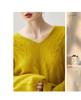2025 Autumn/Winter Women's Leaf Pattern V-Neck Cashmere Knit Sweater Jumper