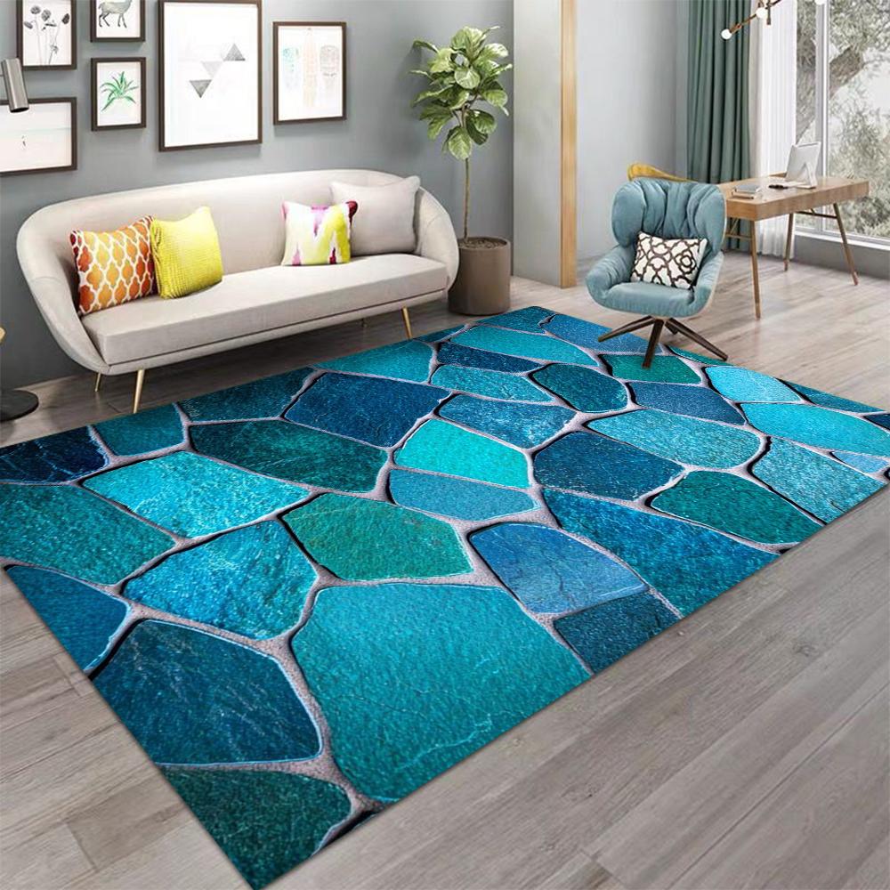 3D Stone Pebble Pattern Carpet Simple And Natural Style Suitable For Balcony Mat Hallway Living Room Decorative Mat