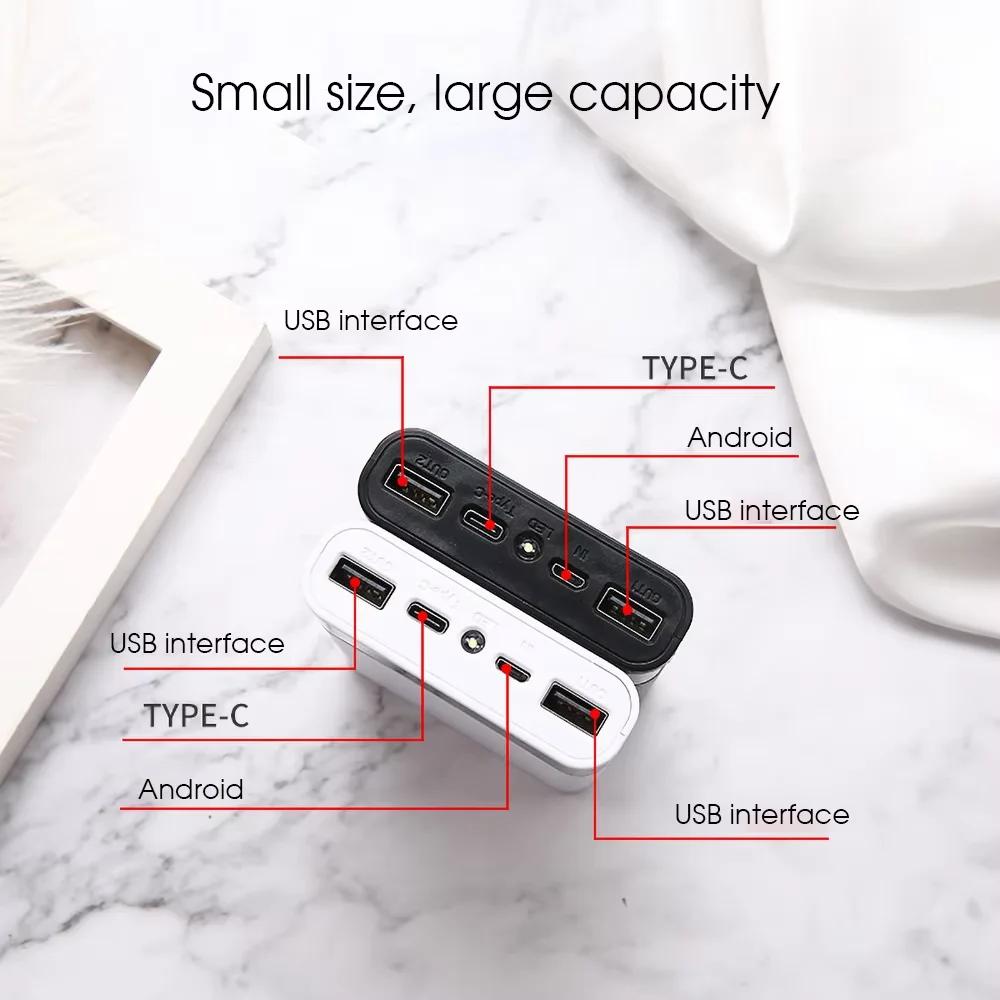 4x18650 Battery DIY Power Bank Case 5V 2A Dual USB Type C DIY Charge Storage Box For Android Micro USB Interface Smart Phones