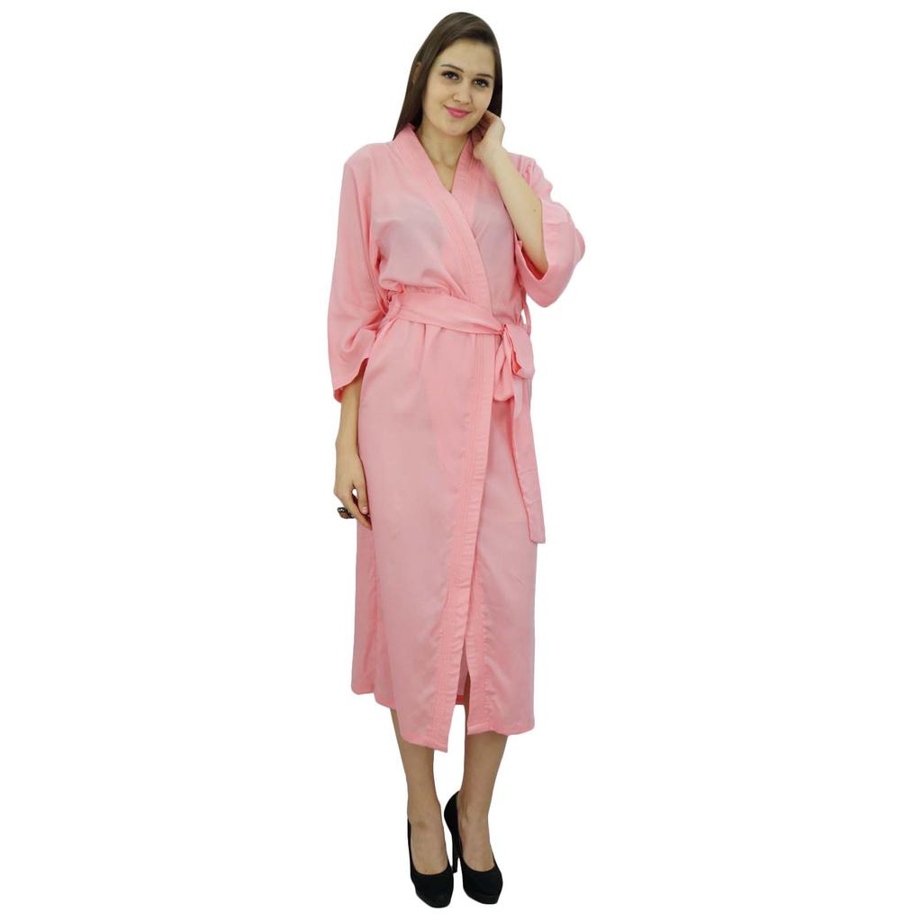 Bimba Women Long Solid Belt Robe Soft Modal Cotton Wrap Round Plain Bath