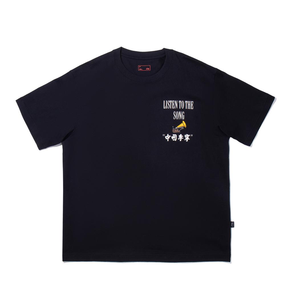 Li Ning T Shirts Men's Black Crew Neck Moderate Straight Fit AHSV113-2