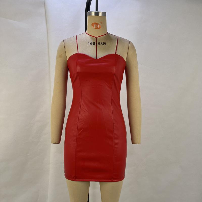2024 European & American Style Women's Solid Color Sexy Tube Top Slim Waist Dress - Nightclub Outfit
