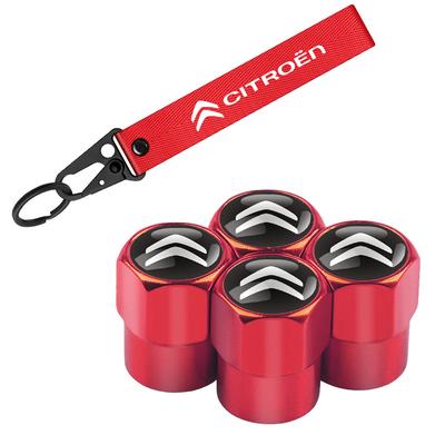 3D Aluminum Metal Car Tire Valve Cover Auto Nylon Keychain Accessories for Citroen C4 Picasso Xsara C5 Aircross Cactus C1 C2