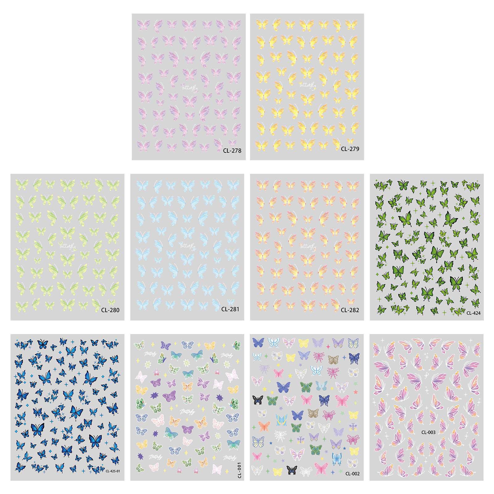 Cyansea Butterfly Nail Art Stickers - Festival & Party DIY Decoration MT-6120 (10 Sheets)