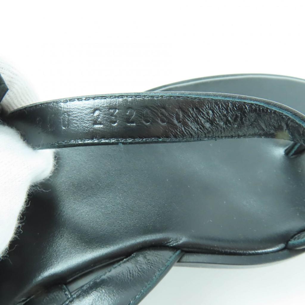 Excellent HERMES Sandals Harmony HMetal Leather Strap black leather Women 36.5 Used