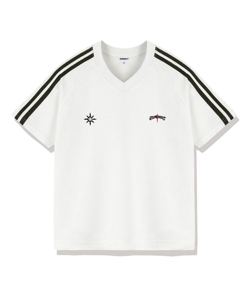 Keuloseudas Black Mark Track V-Neck Short Sleeve T-Shirt 4 Colors [Crsv_1002]