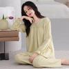 Pajamas with Chest Pads Women's Spring and Autumn Pure Cotton Long-sleeved Autumn Thin Autumn and Winter Middle-aged Women's Mother Loungewear Suit