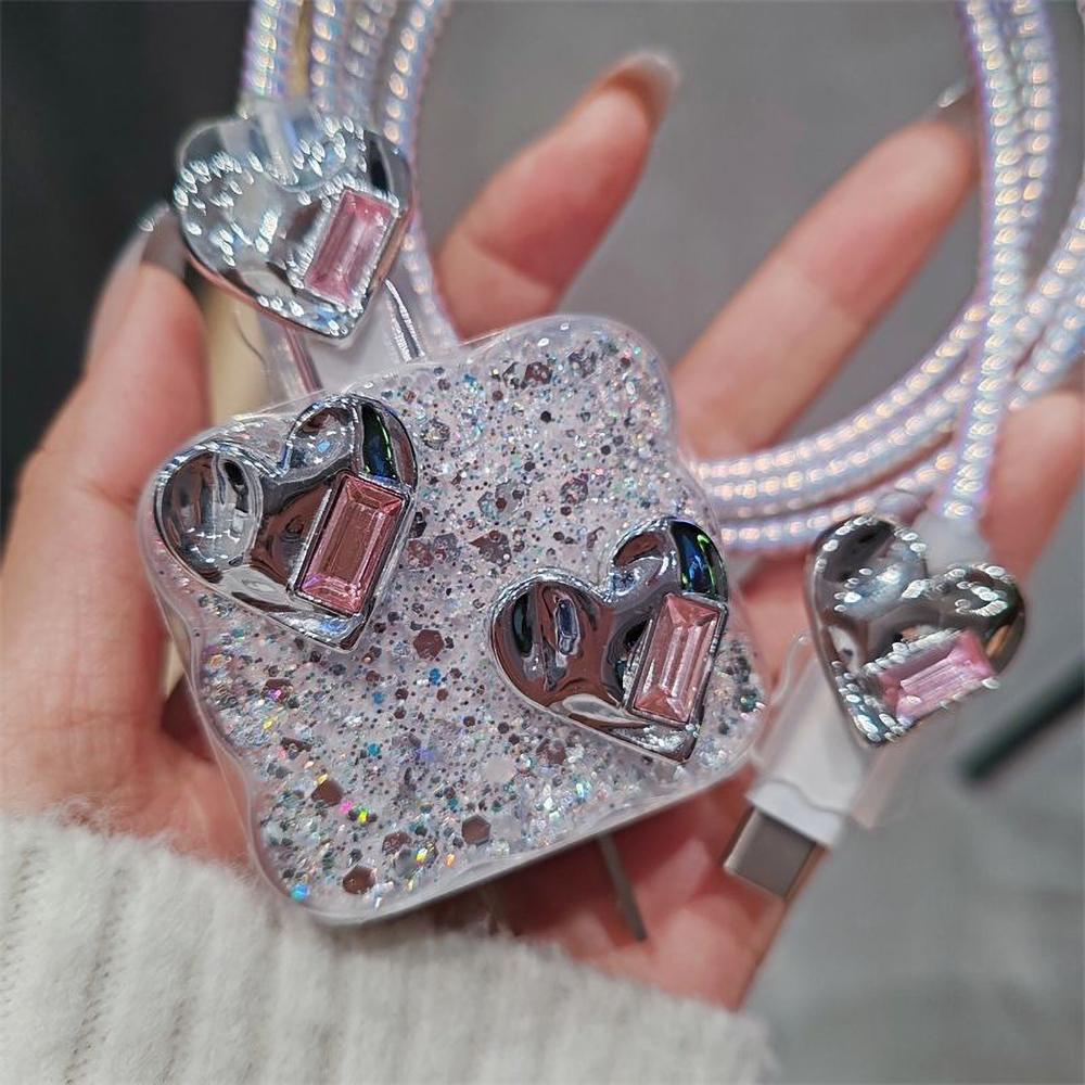3D Heart Charger Protector For Apple 18W/20W Charger Adapter Case Cable Wrap Anti-break Cord Cover For iPhone 15 14 13 Pro