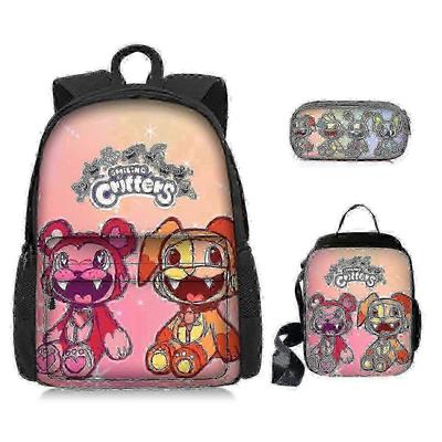 Poppy Playtime-Kapitel 3 Lachende Kreaturen Schülerrucksack Dreiteiliges Rucksack-Set (Rucksack + Brotdose + Federmäppchen) 25-26