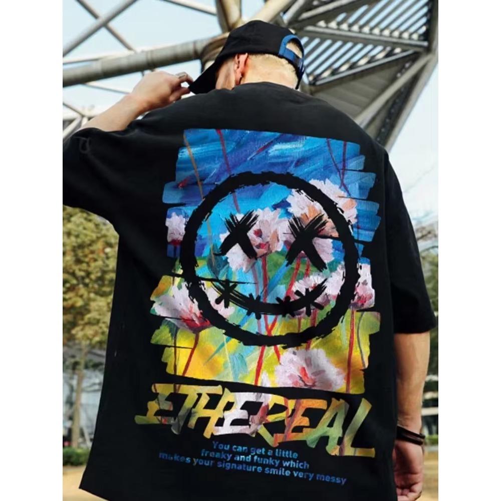 Summer New Casual Loose T-shirt Short Sleeved Men's Fashion Loose Printing Large 8XL Hip Hop Couple Wear Half Sleeve Cotton Top