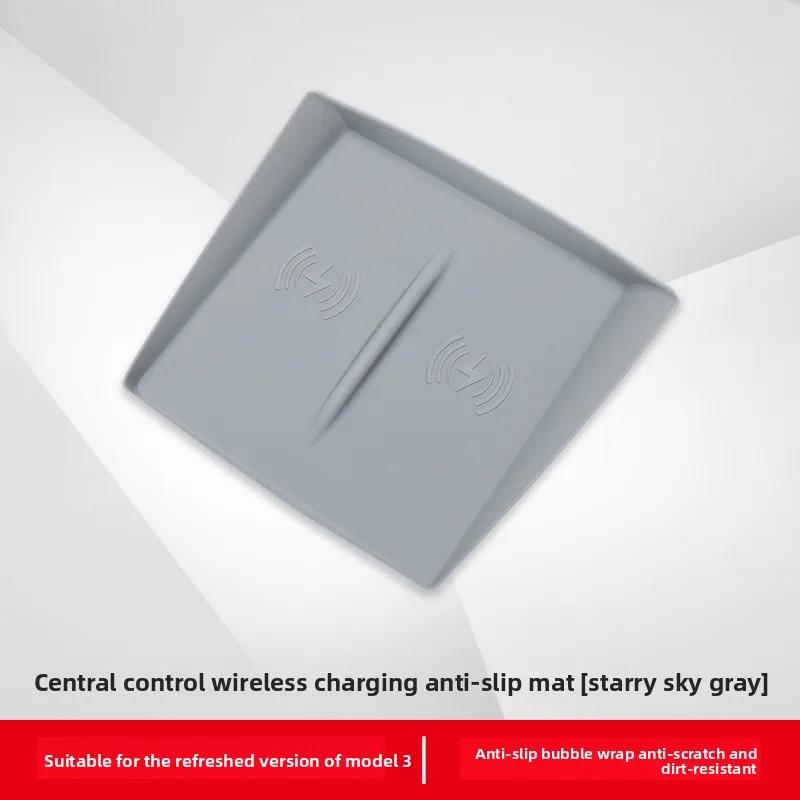Autocollant de Voiture Pour Tesla Model 3 Y Juniper Highland 2023-2025 Rafraîchi Chargeur Sans Fil Pad en Silicone Console Centrale de Voiture Pad Antidérapant Voiture