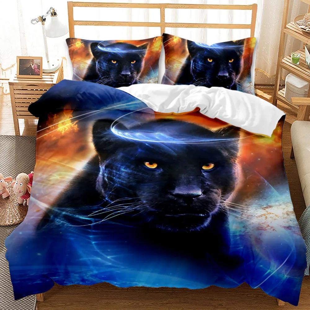 Ferocious Cat Duvet Cover Set African Blue Ferocious Cat Wildlife Twin Bedding Set Double Queen King Size Polyester Qulit Cover