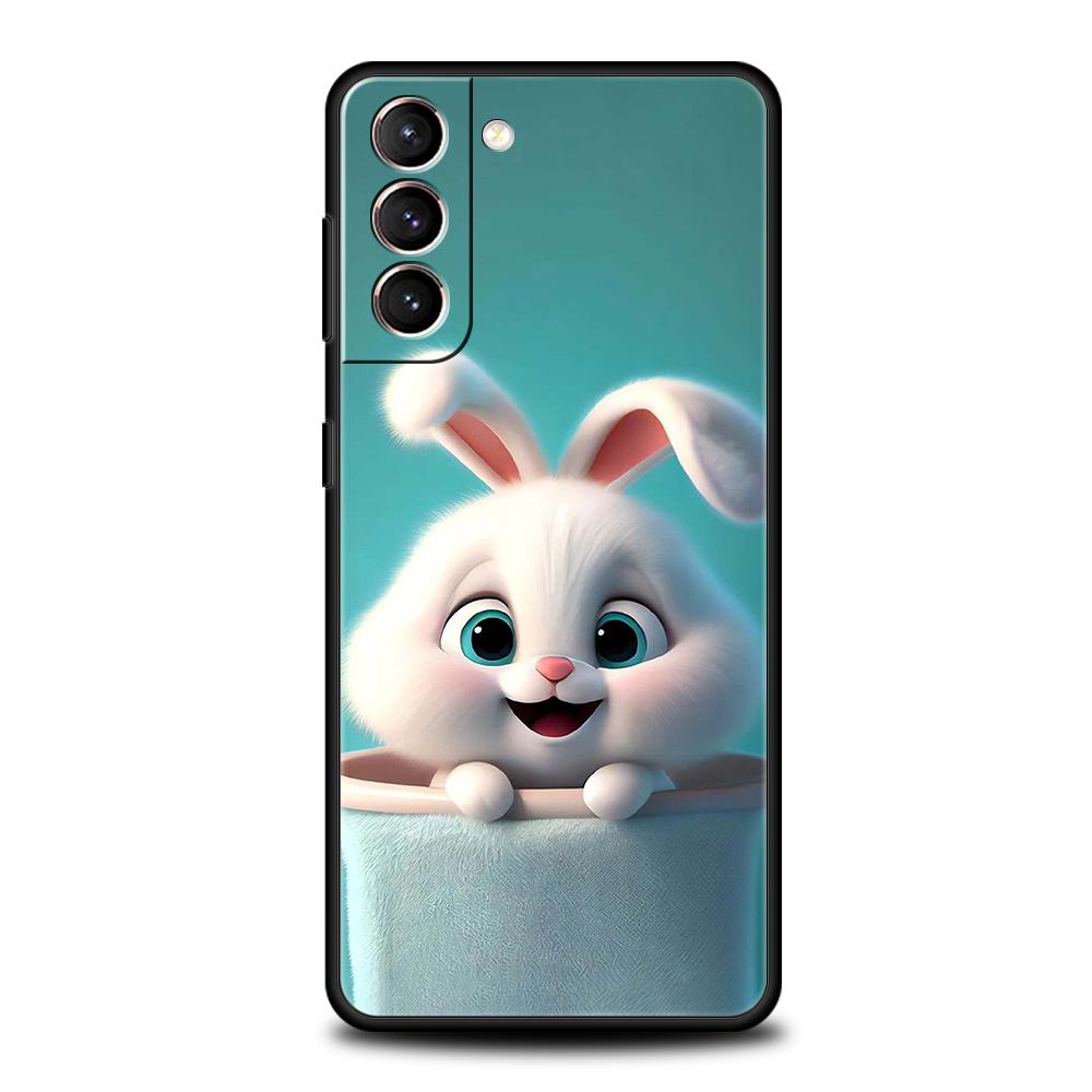 A Cute Rabbit With A Purple Hat Case for Samsung Galaxy S24 S23 S22 S20 S21 FE Ultra S24 S23 S10 S10E S9 S8 Plus 5G Phone Cover