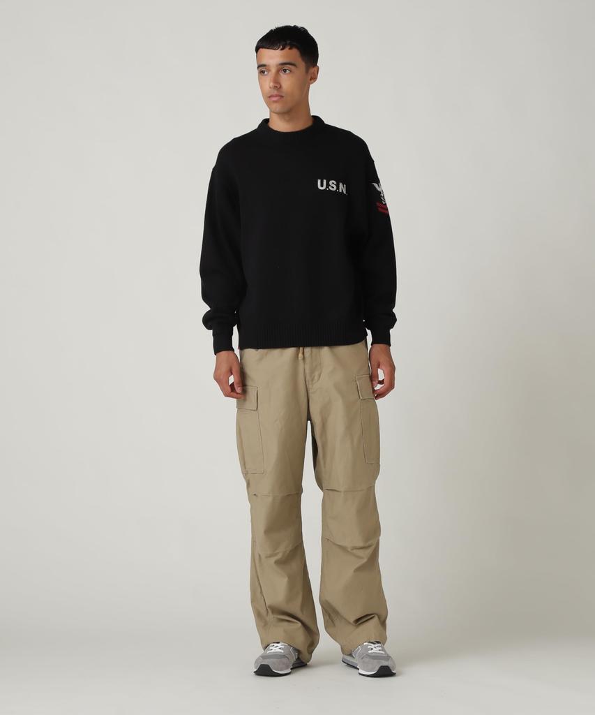 AVIREX Naval Crewneck Knit Sweater Men's M 010 Black 783-3932006