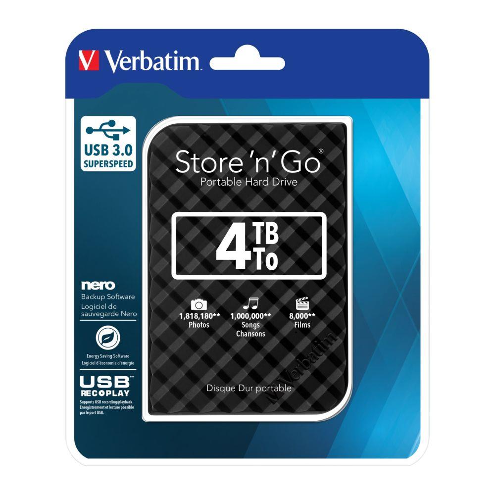 Externe Festplatte Verbatim 4TB 2.5" Store 'n' Go Schwarz USB 3.0