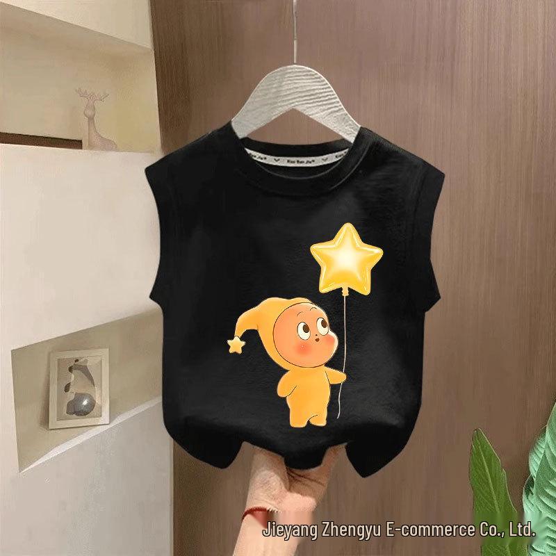 Pure Cotton Japanese Cartoon Star T-shirt for Small & Medium Children