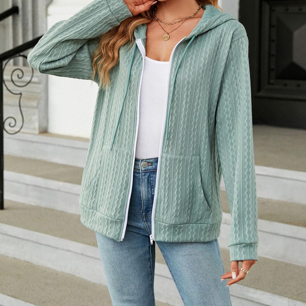 JKASHDK Women's Fashion Casual Solid Color Print Autumn Winter Long Sleeve Hooded Jackets & Coats