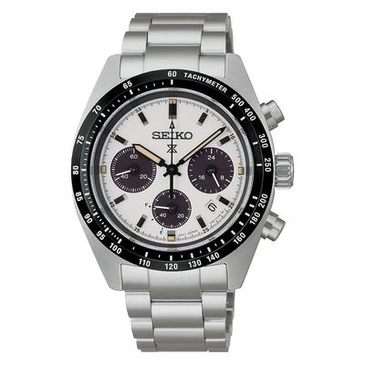 Orologio Seiko PROSPEX Speedtimer Cronografo Solare Bianco Nero Modello 2026 SBDL125 Argento & Uomo