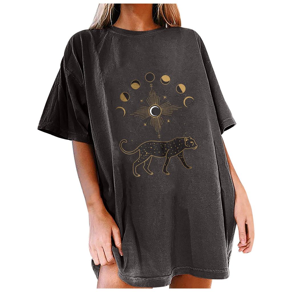 Women's Vintage Drop Sleeves Printed Pattern Casual Short Sleeve Tops Blouse