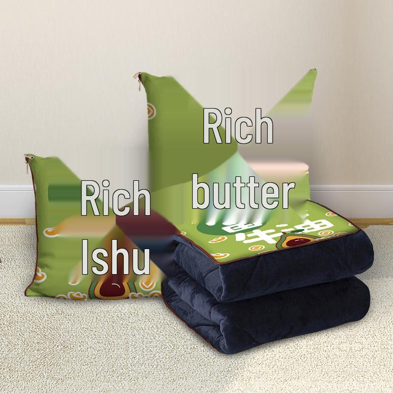 Custom Cartoon Plush Throw Pillow Blanket with Fleece Lining