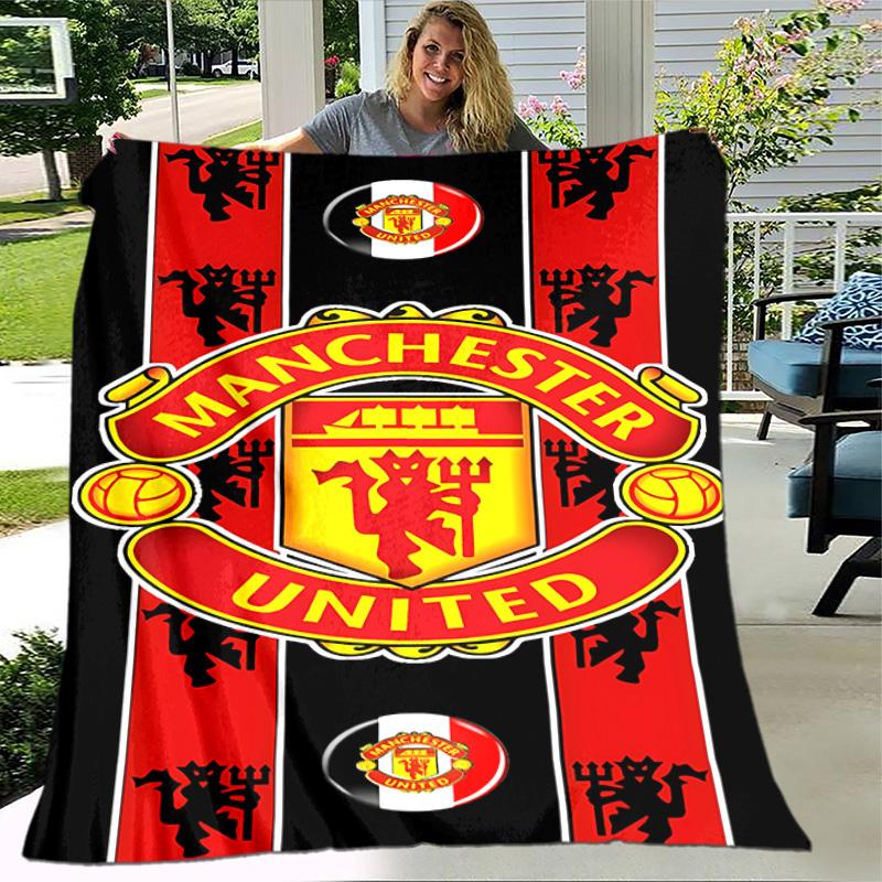 1pc Blanket - Manchester United FC logo Print Design, Lightweight Blanket for Sofa, Bed- Soft &Warm, Gift for All Seasons