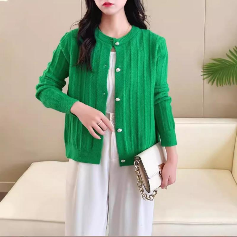 Autumn and winter loose short fashion sweater jacket mother outer top crew neck knitted cardigan women