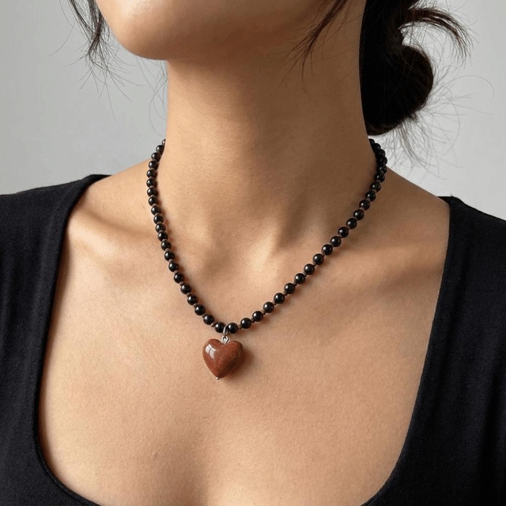 Clavicle Chain Beaded Pendant Choker Aesthetic Y2K Necklace Delicate Heart Necklace Women Girls