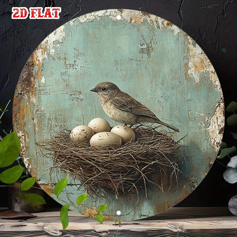 Vogelnester mit Eiern Vintage verwittertes Blechschild Vintage langlebige Metallplakette Wanddekoration Zuhause Büro Bar Man Cave Wandkunst