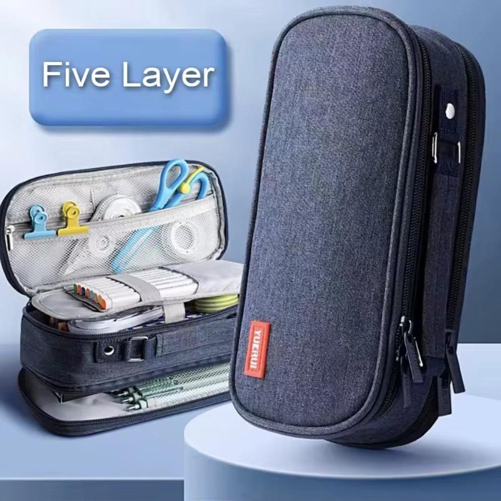 5 Layer Canvas Pencil Case Portable Student Stationery Boxes Pen Storage Bag  School Supplies