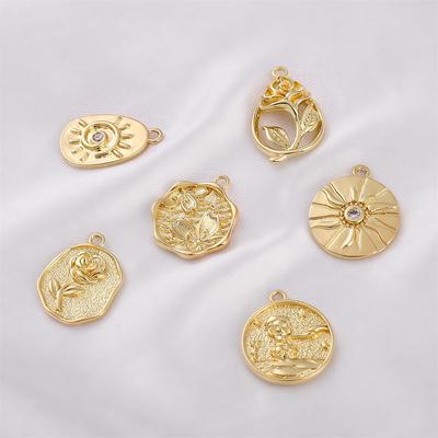 Hochwertiges Kupfer-Rundanhänger-Zubehör für die Schmuckherstellung von Halsketten, Armbändern und Ohrringen