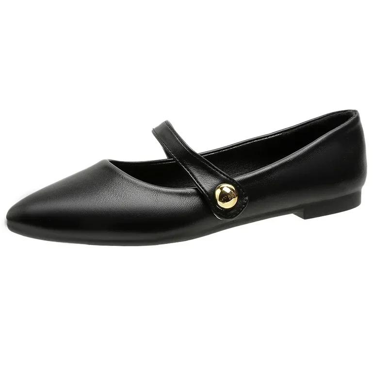 

Fashion Women s Spring Pointed Toe Flat Shoes 2025 NewPU Leather Flats Women Casual Loafers Buckle Shoes Women Fashion Mary Jane Shoes 35