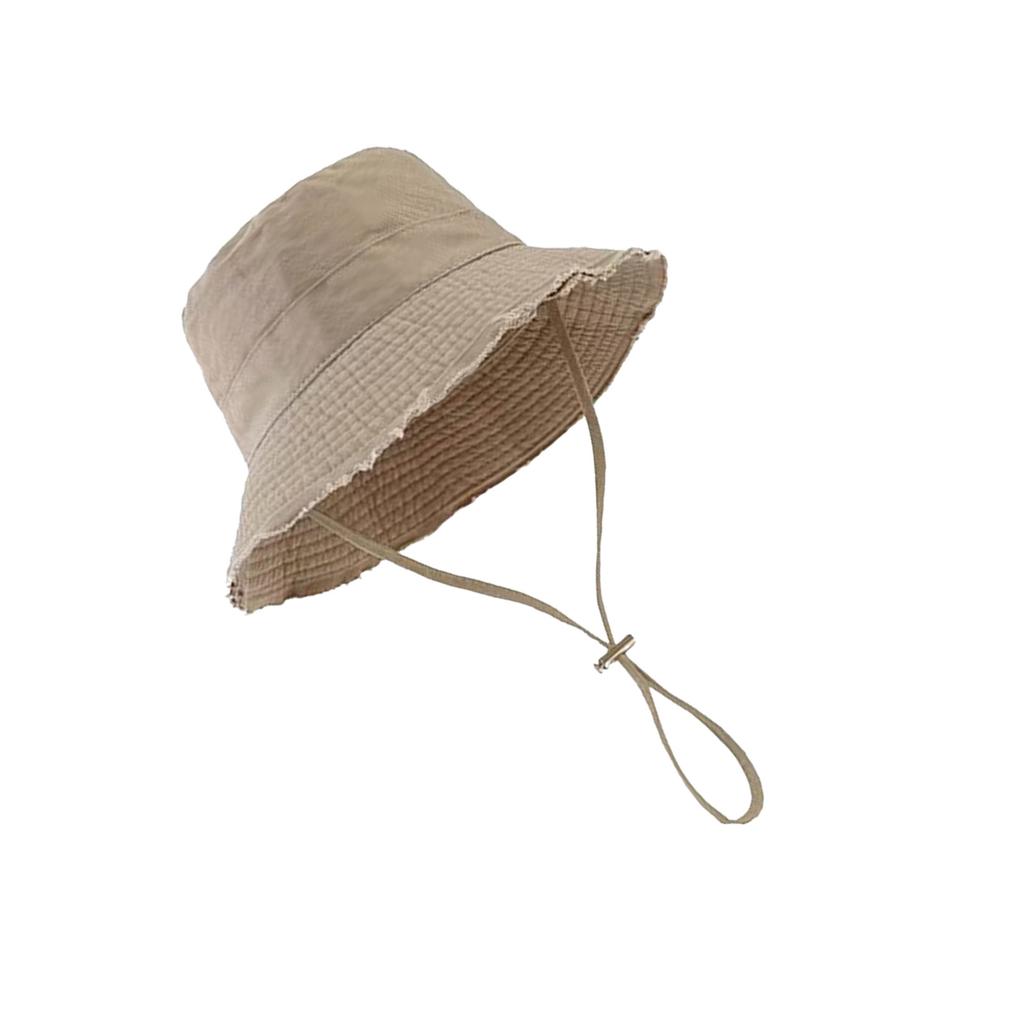 Distressed Wide Brim Bucket Hat For Women Outdoor Beach Travel Adjustable Drawstring Sun Protective Fisherman Hat