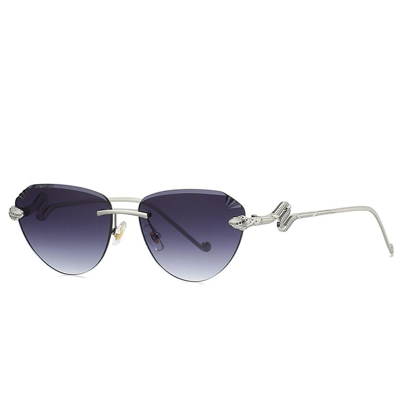 

New Fashion Luxury Designer Brand Sunglasses Women 2026 Rimless Snake Elegant Cute Shades Glasses Vintage Cool Trendy Sunglasses серебряный серый