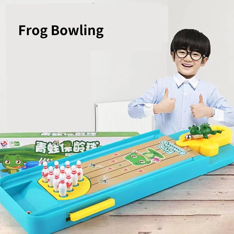 Cute Animal Mini Bowling Set Frog Desktop Toy For Kids, Interactive Learning Game