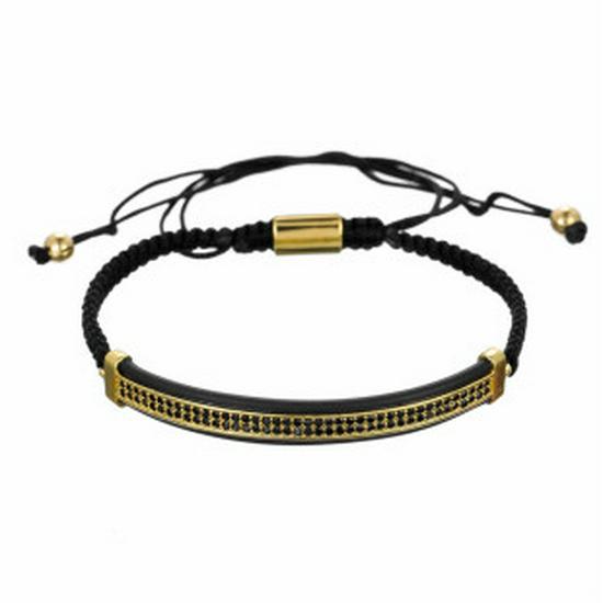 Men's Copper Bead Bracelet with Zirconia Crown and Adjustable Woven Design