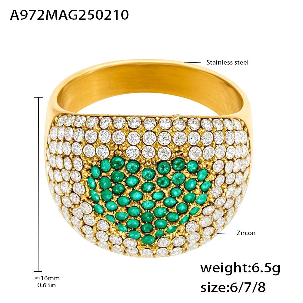 Shiny Zircon Rings In Stainless Steel With Color Cubic Zirconia For Women 18k Gold Plated Women's Ring Luxury Woman Jewelry