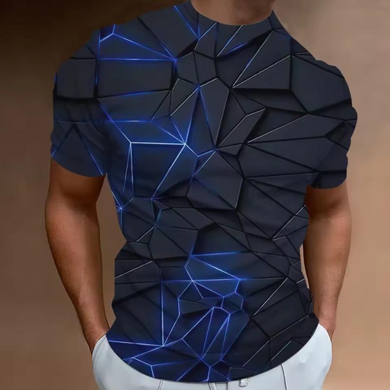 Fashionable Technology Style Men's T-shirt 3D Printed Men's T-shirt Street Short Sleeved Loose T-shirt