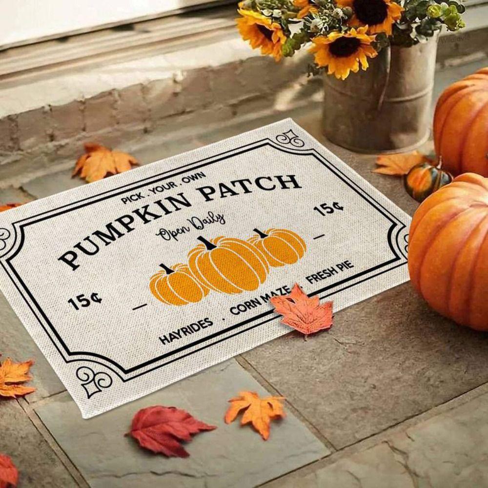 

Rectangle Carpet Anti-slip Door Mat Soft Pumpkin Floor Mat Thanksgiving