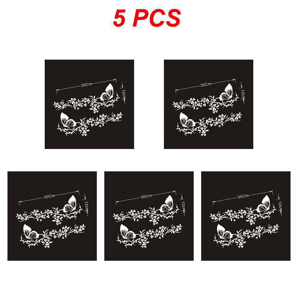 2~5PCS Flying Butterfly Flower Car Decal Water-resistant Car Door Window Sticker Decor High Stickiness Car-Styling Vinyl