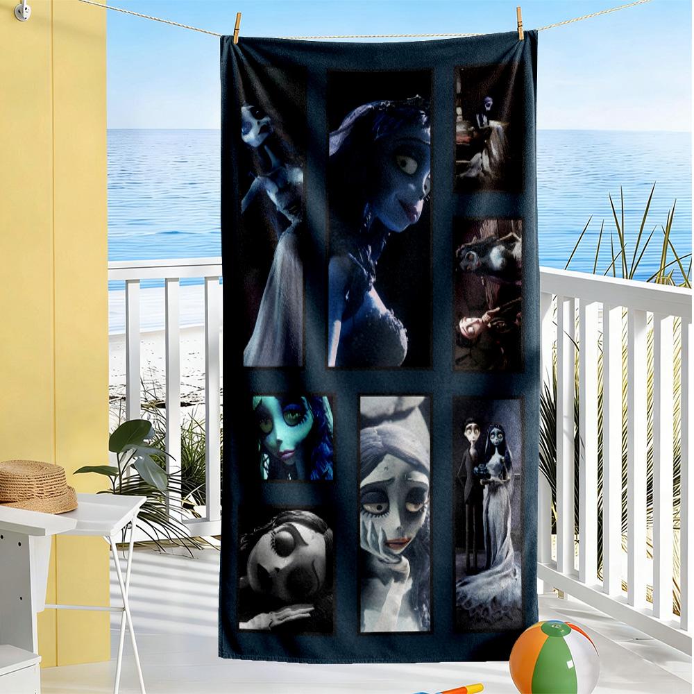 Corpse Bride Gothic Portraits Beach towel for beach travel Portable Seaside vacation Bath Accessory Perfect Gift for Valentine's Wedding Birthday