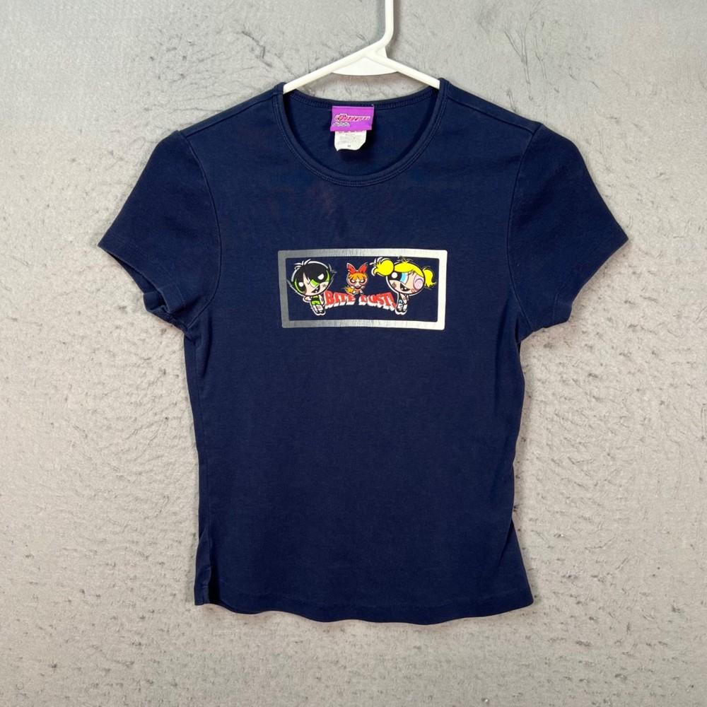 VTG The Powerpuff Girls Navy Blue Graphic T-Shirt Womens Medium Cartoon Network Unisex T-Shirt