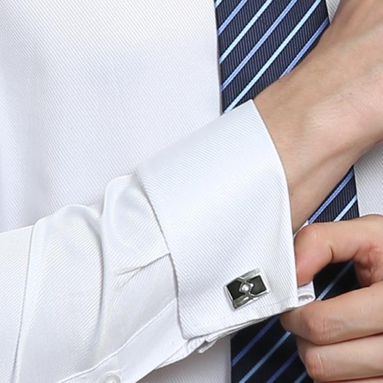 Striped Turn-down Collar Men Shirt French Cuff Button Long Sleeve Buttons Closure