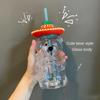 Star Cup Glass Bear Glass Water Cup Latin American Bear Straw Cup Cute Female Gift Cup Coffee Cup