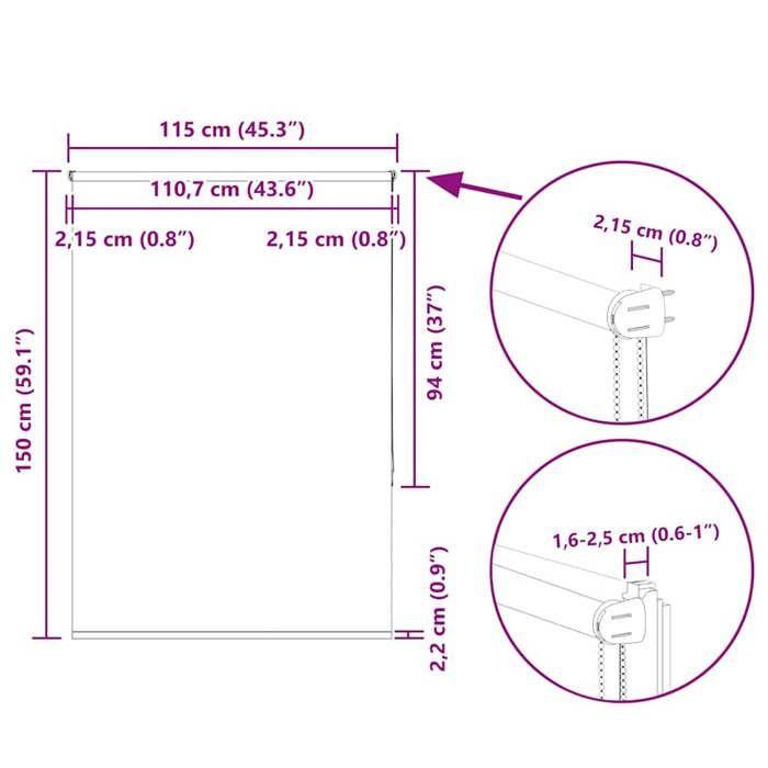 VidaXL Store enrouleur occultant blanc cassé 115x150 cm largeur tissu, store de jour et de nuit, store de cuisine, store 4011651