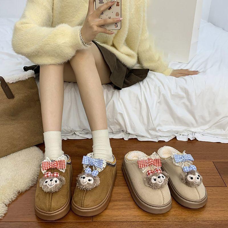 Mao Mao slippers wear casual cotton slippers women's autumn and winter new cartoon dolls cute bag head slippers women